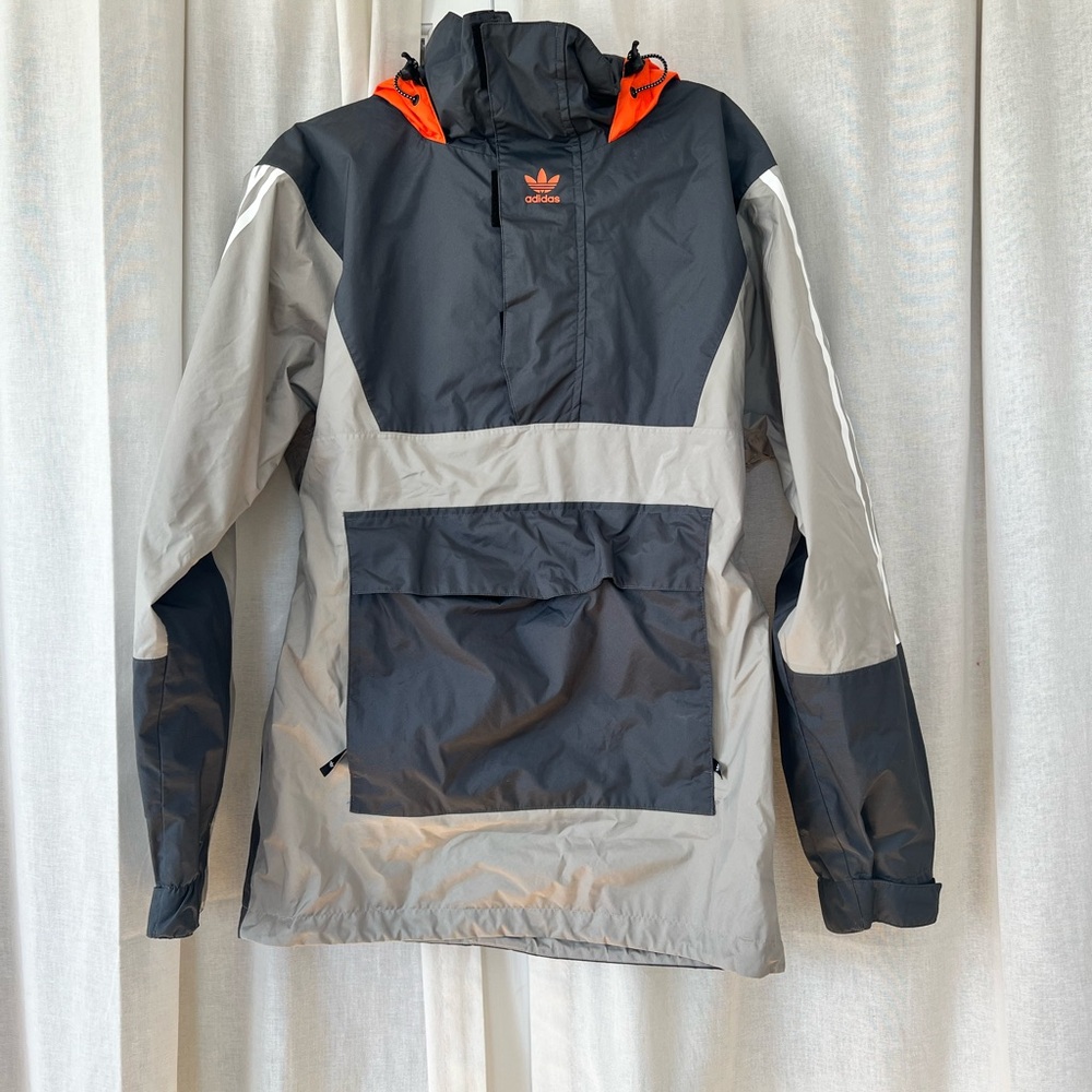 Gray and orange men’s adidas anorak 10k jacket Sz small - Picture 2 of 8